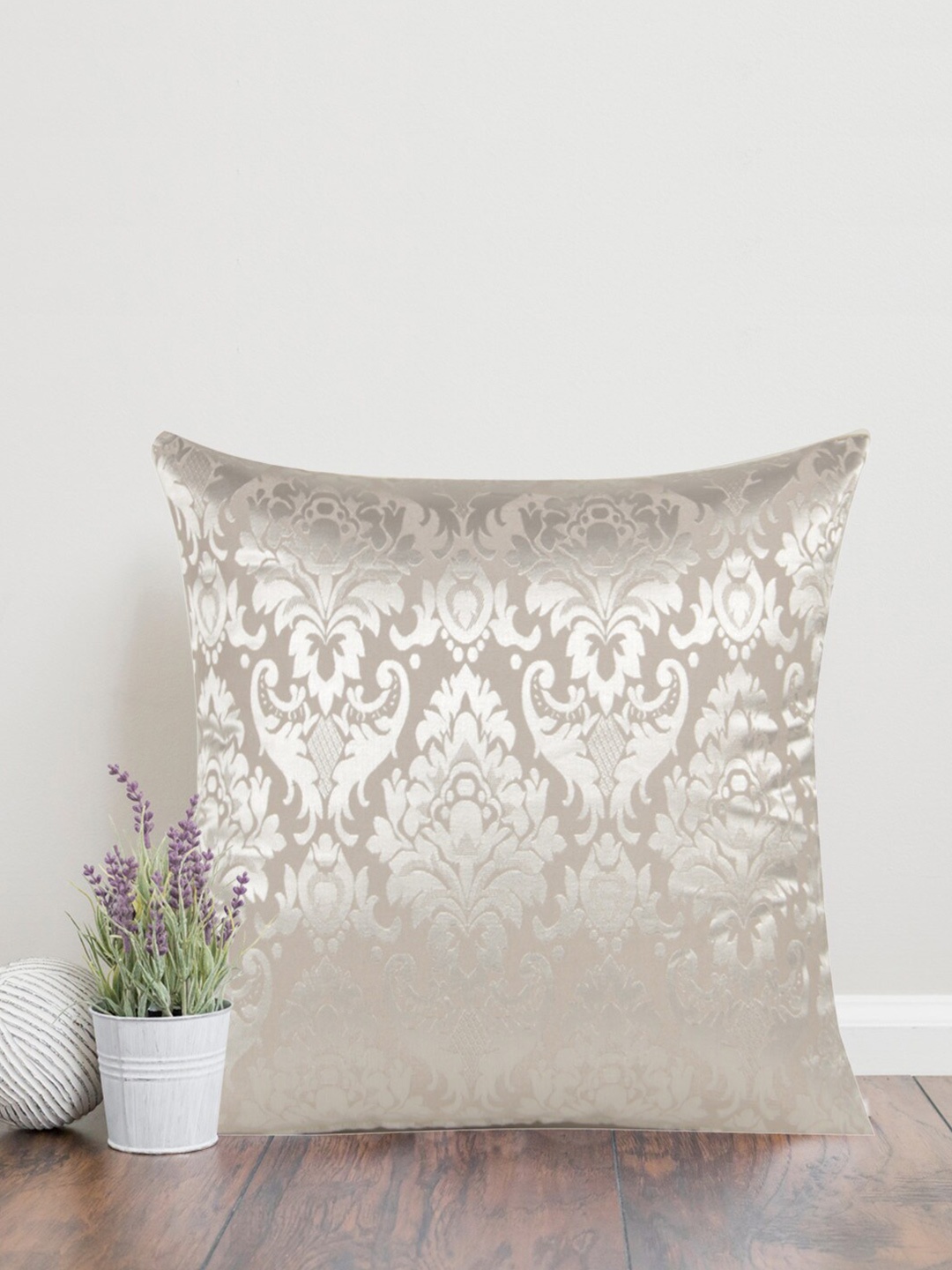 

Home Silver-Toned Square Printed Self Design Cushion Covers