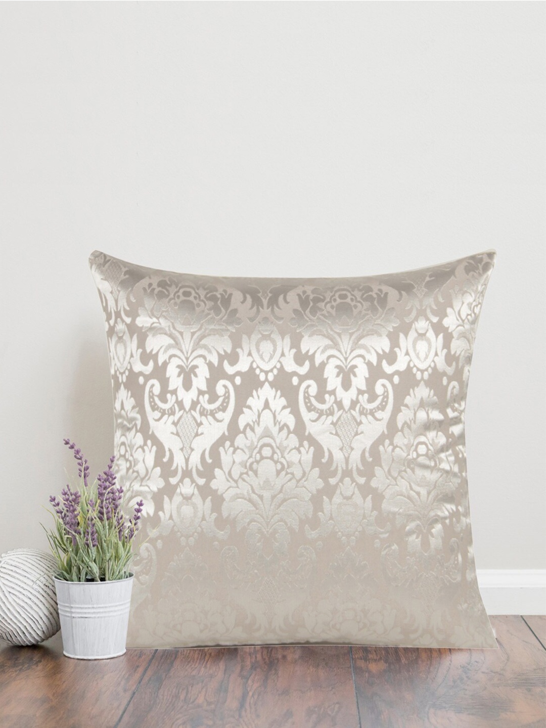 

Home Silver-Toned Square Printed Self Design Cushion Covers