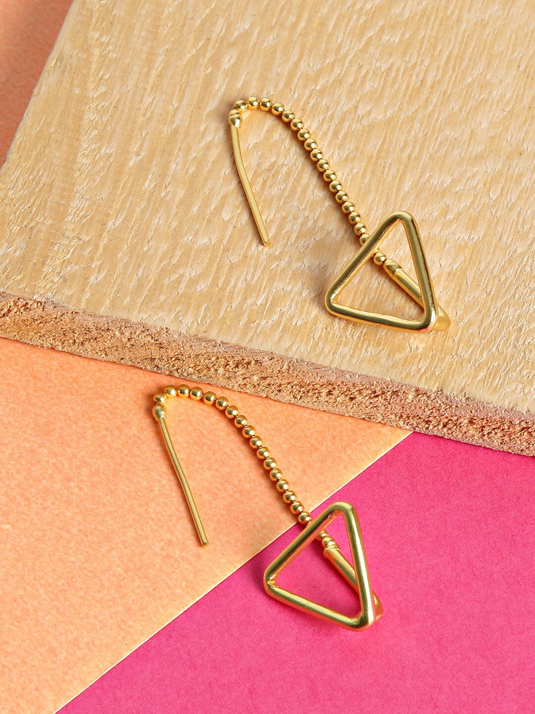 

TRISHONA Women Gold-Toned 925 Sterling Silver Contemporary Drop Earrings