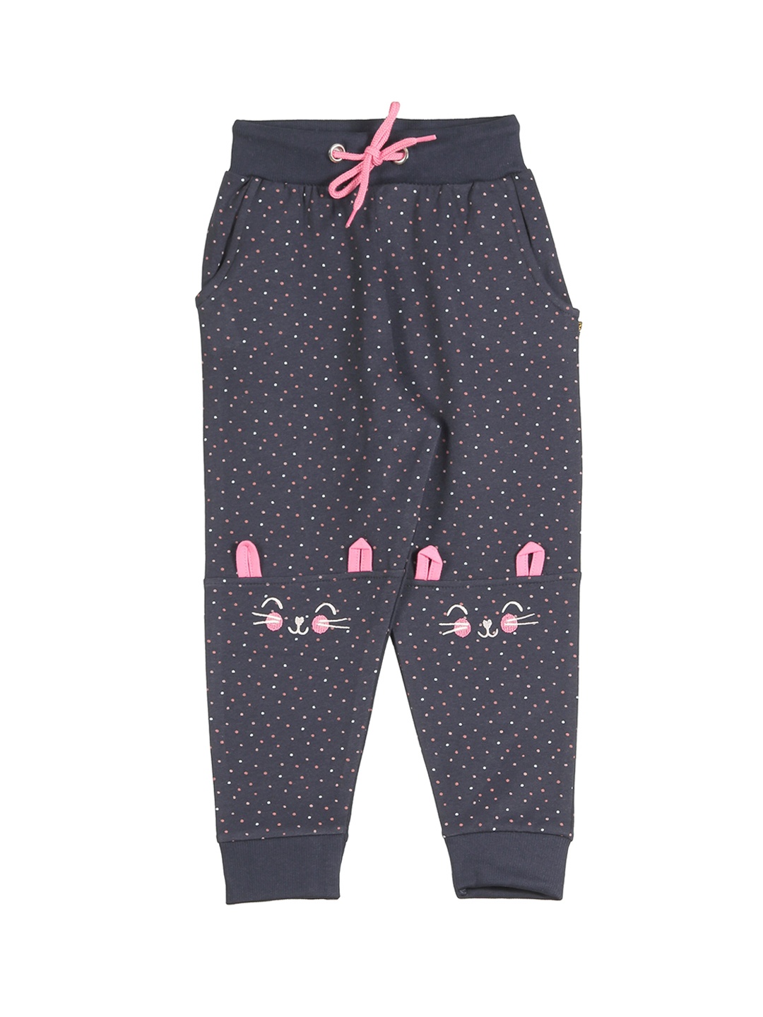 

Lil Lollipop Kids Navy-Blue Printed Cotton Joggers