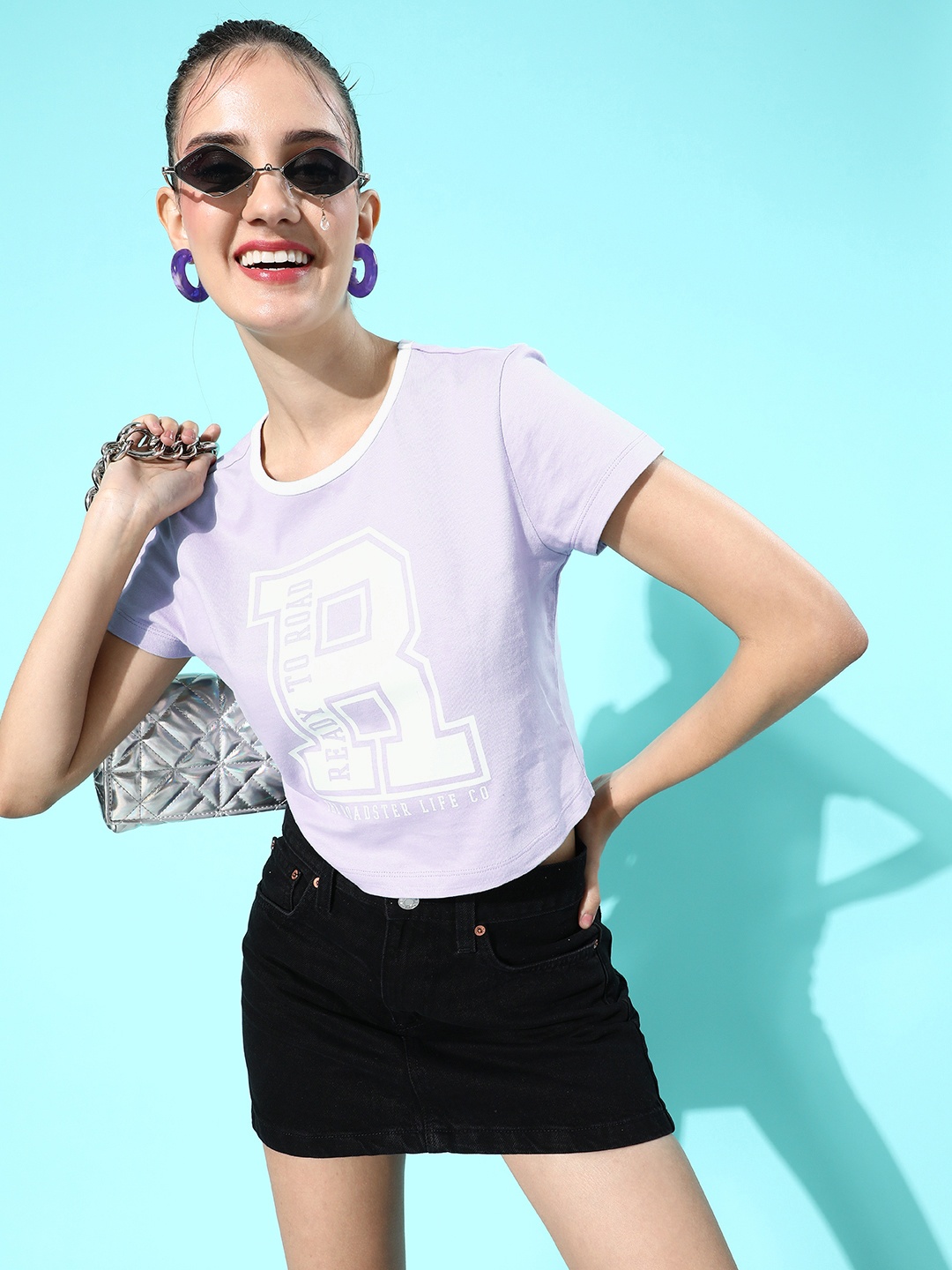 

The Roadster Lifestyle Co. Women Light Lavender Winter Foraging Offgrid Graphics T-shirt