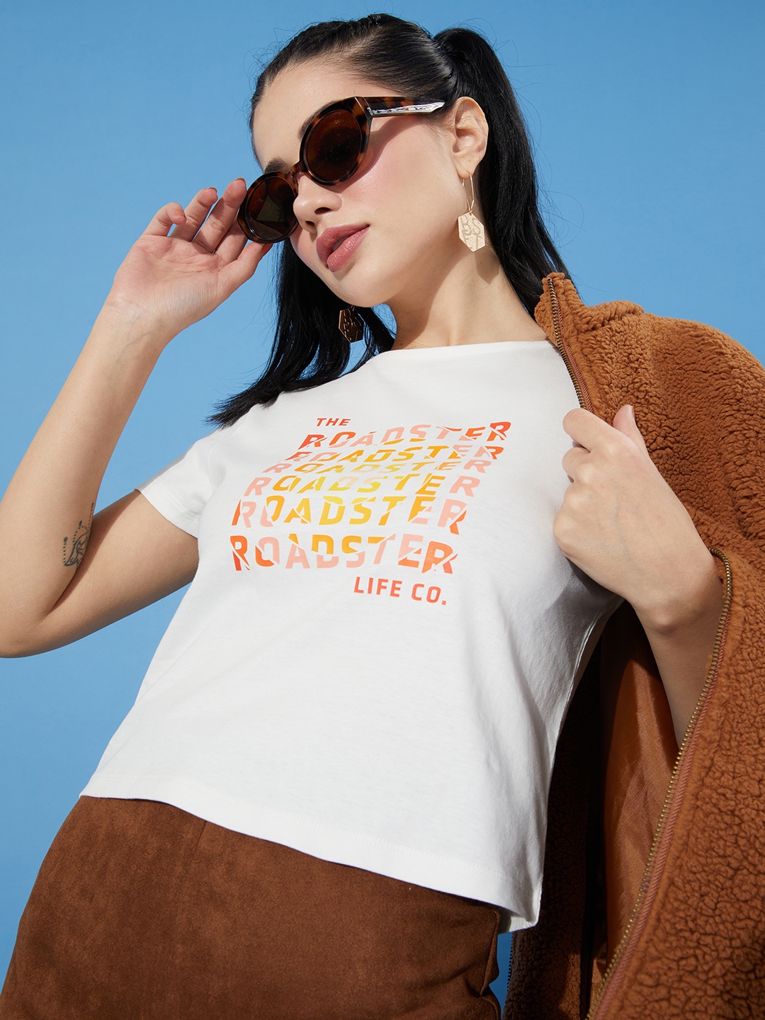 

The Roadster Lifestyle Co. Women White Typography Printed T-shirt