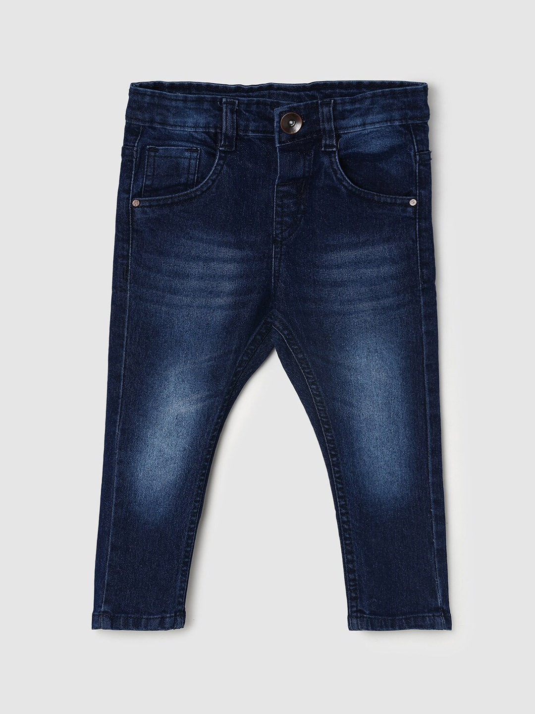 

max Boys Blue Regular Fit Heavy Fade dark Shade Cotton Jeans