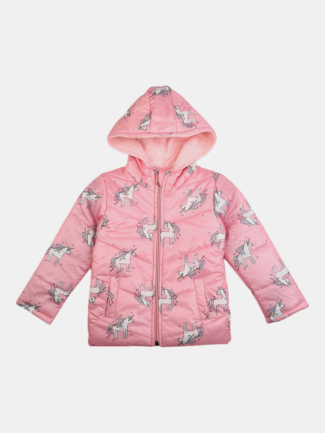 

V-Mart Kids Pink White Hooded Puffer Jacket