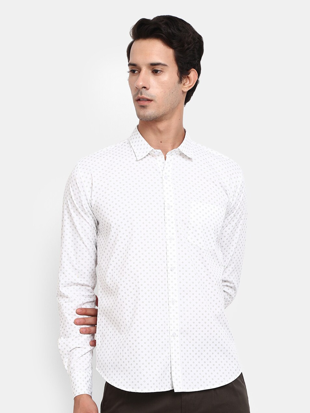 

V-Mart Slim Fit Printed Casual Shirt, White