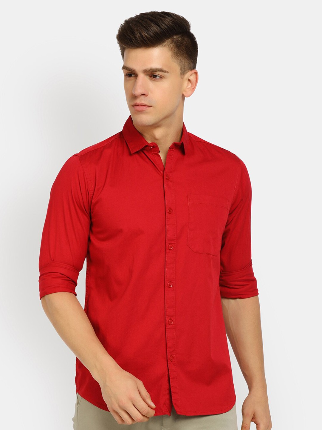 

V-Mart Men Maroon Cotton Casual Shirt