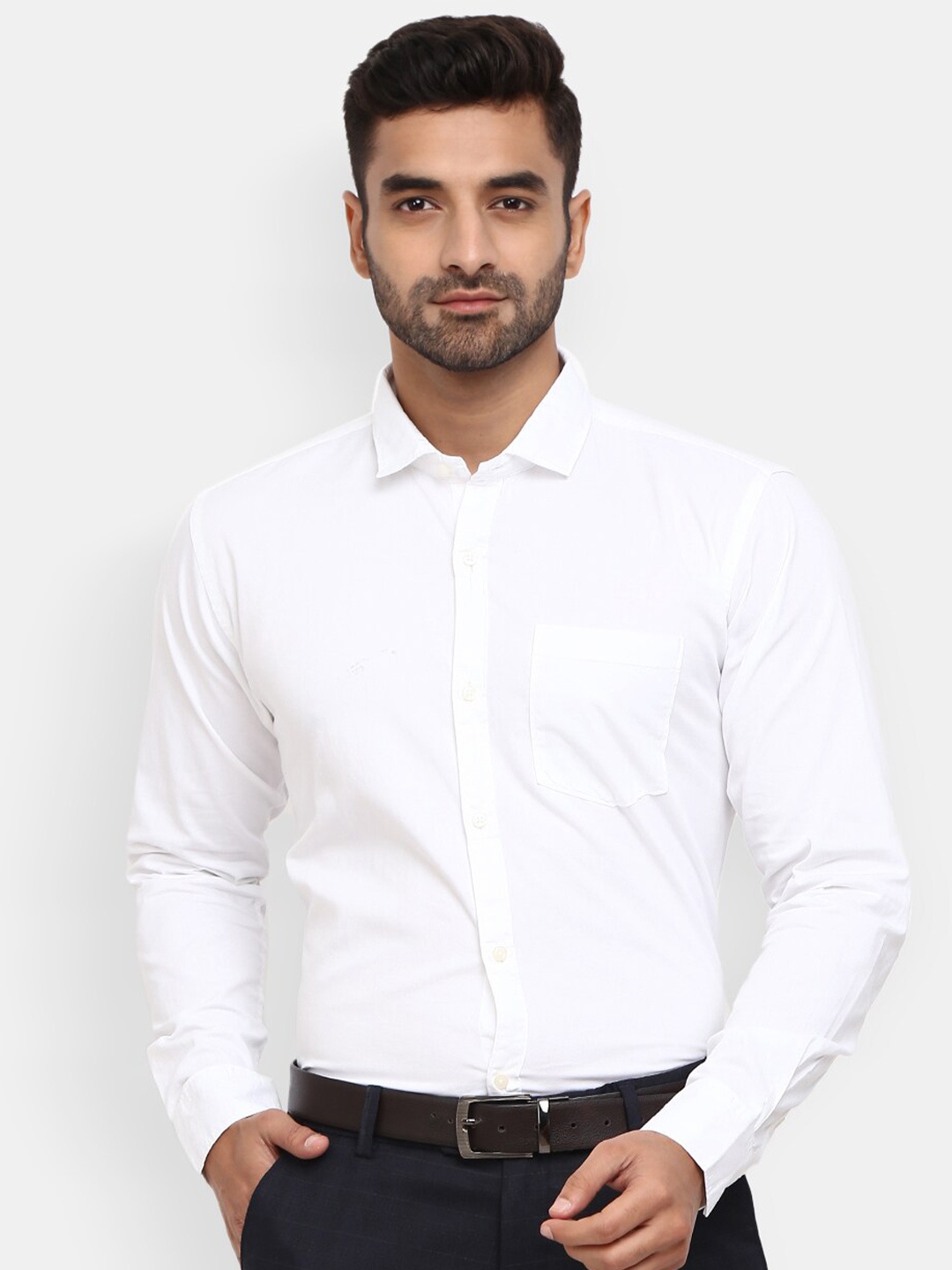 

V-Mart Men White Cotton Casual Shirt