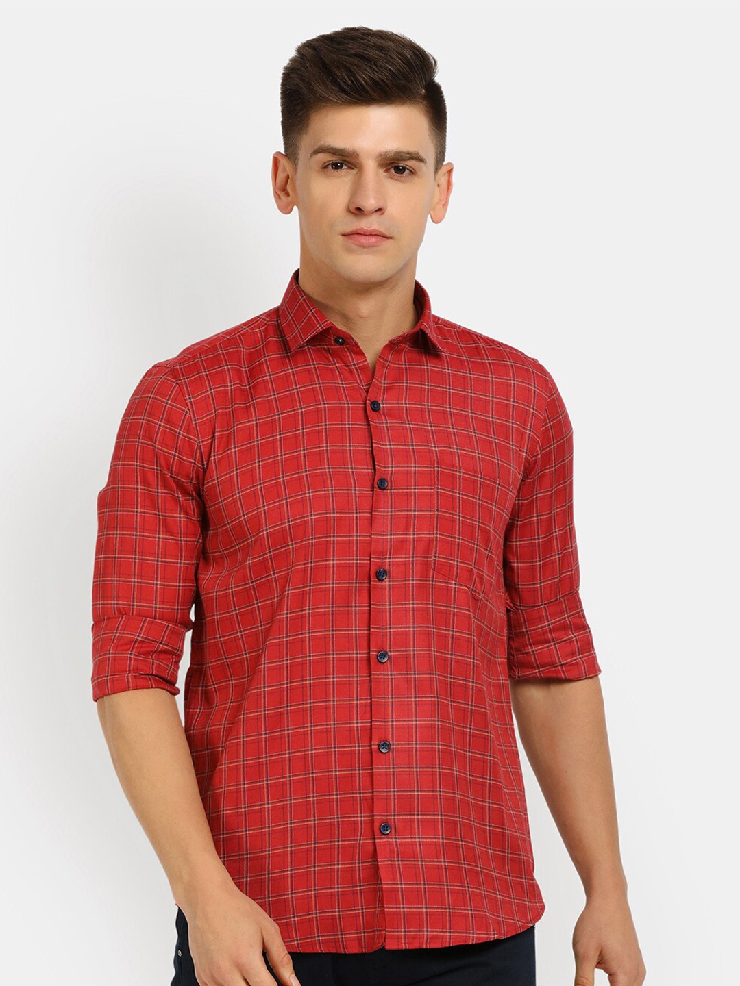 

J White by Vmart Checked Formal Shirt, Maroon