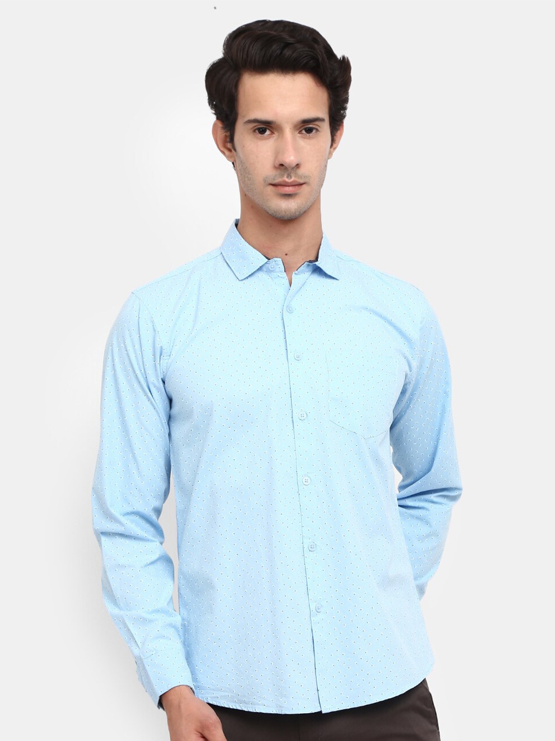 

V-Mart Men Blue Slim Fit Printed Cotton Casual Shirt