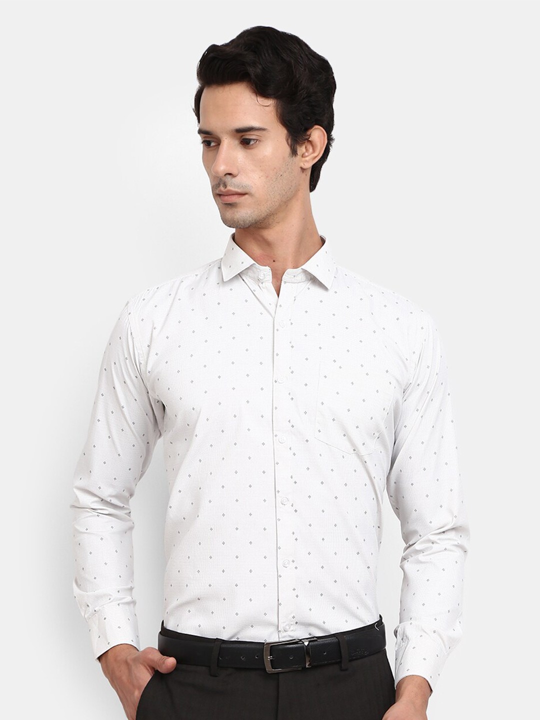 

V-Mart Printed Formal Shirt, White