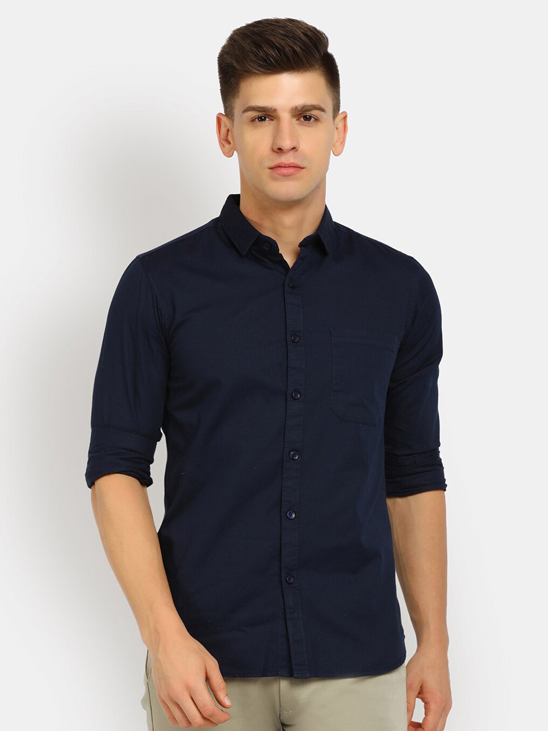 

V-Mart Men Navy Blue Casual Shirt