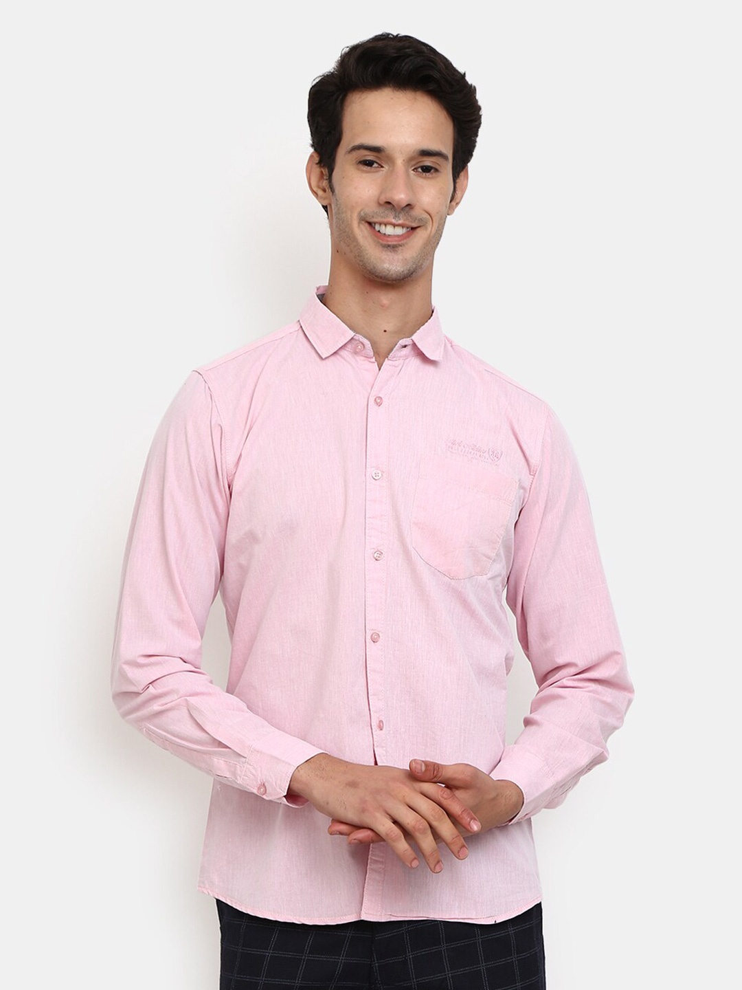 

V-Mart Men Pink Cotton Casual Shirt