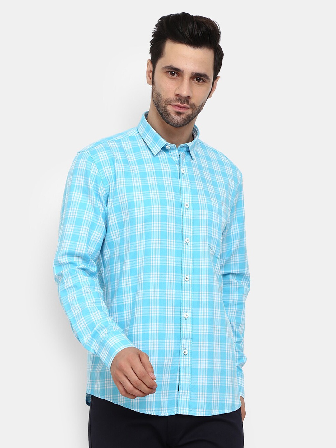 

V-Mart Men Tartan Checks Casual Shirt, Blue