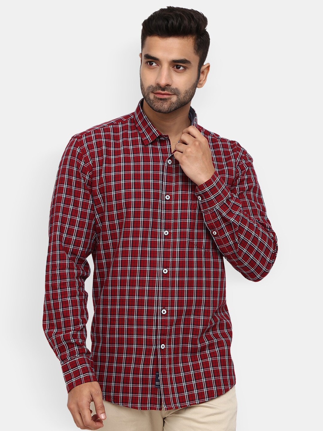 

V-Mart Tartan Checks Casual Shirt, Red
