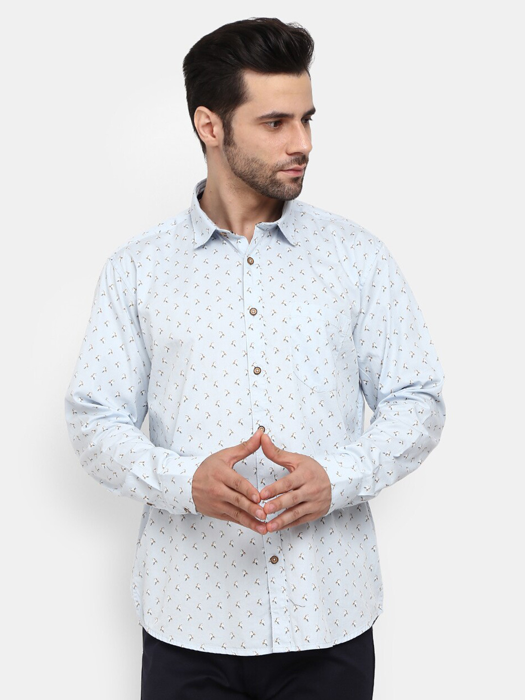 

V-Mart Men Printed Cotton Casual Shirt, Blue