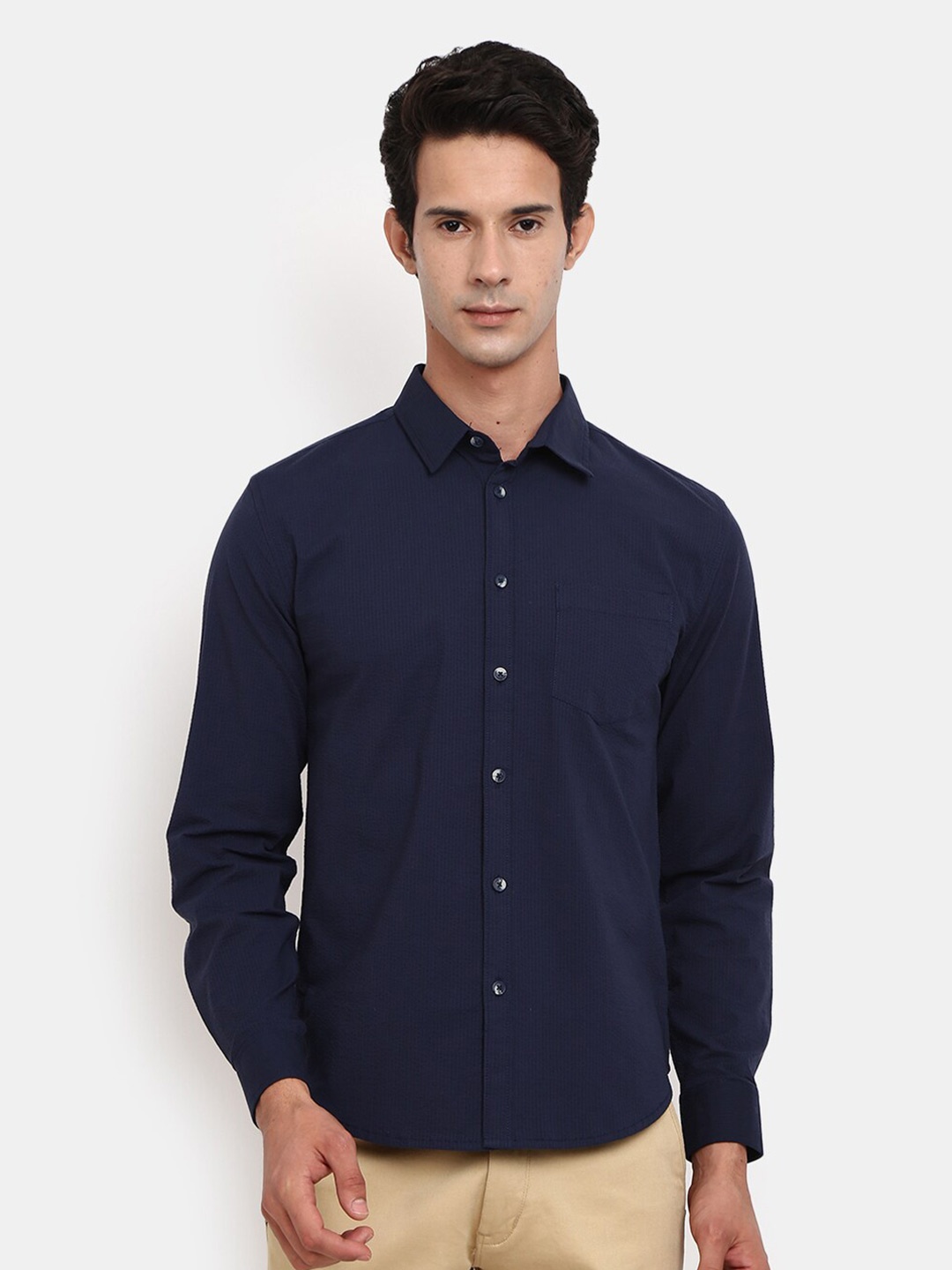 

V-Mart Men Navy Blue Slim Fit Cotton Casual Shirt