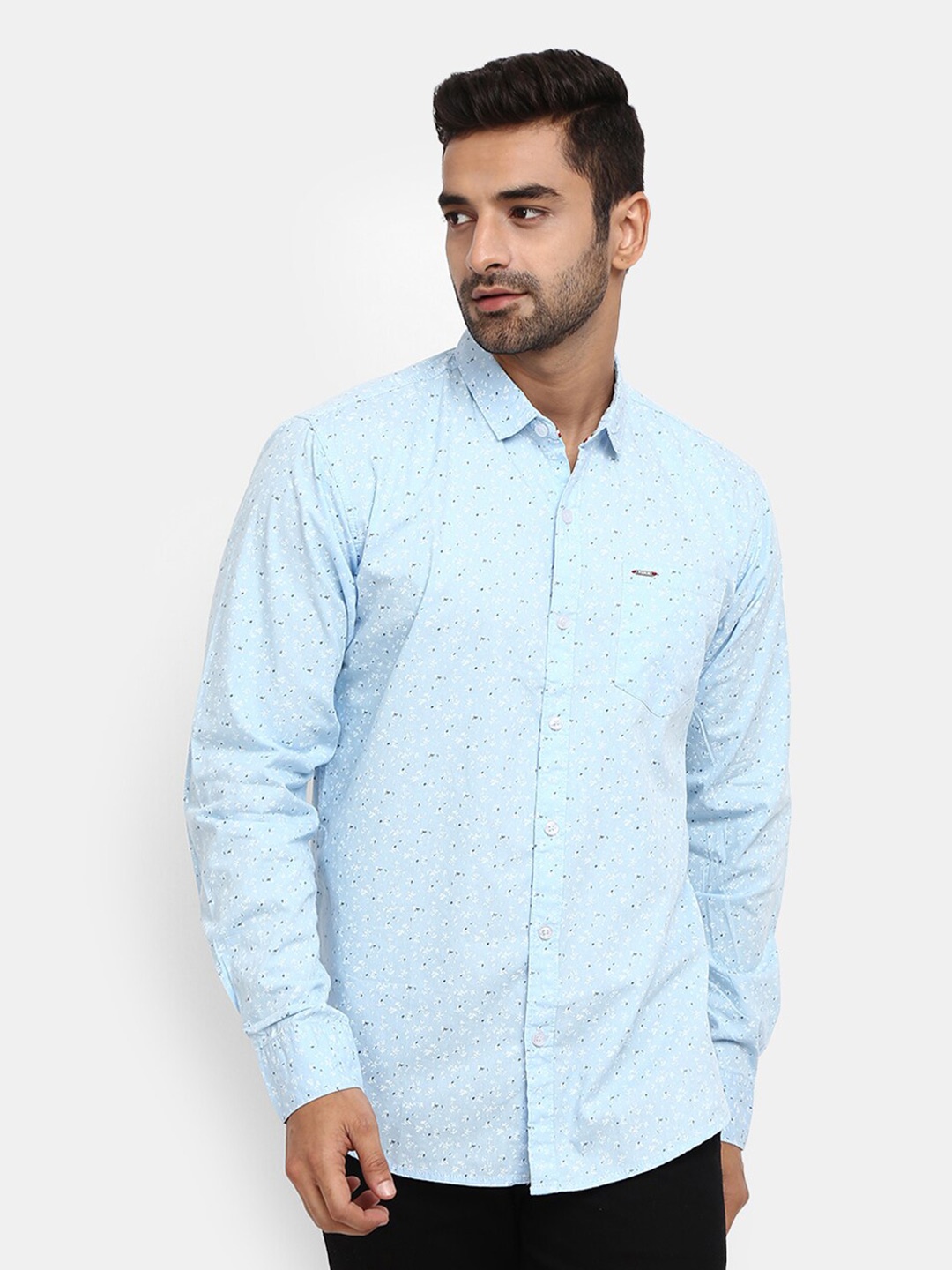 

V-Mart Men Blue Printed Cotton Casual Shirt