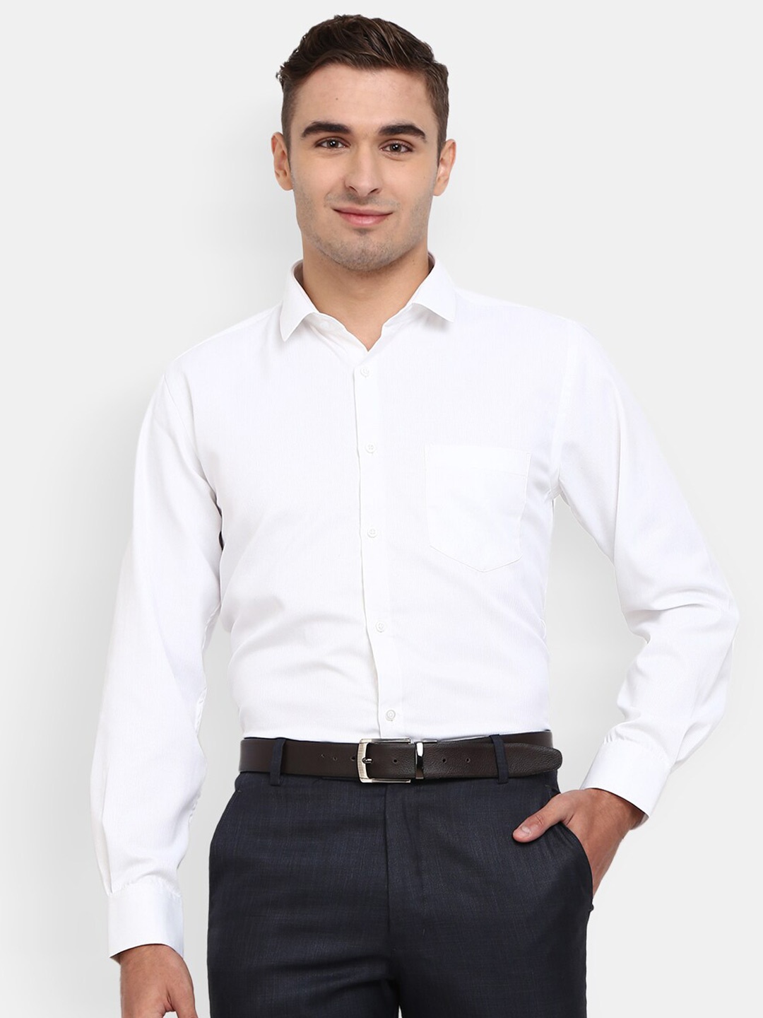 

J White by Vmart Men White Solid Regular Fit Cotton Formal Shirt