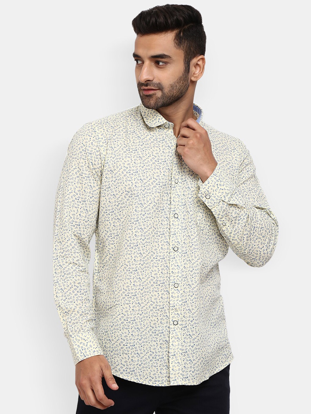 

V-Mart Printed Cotton Casual Shirt, Beige