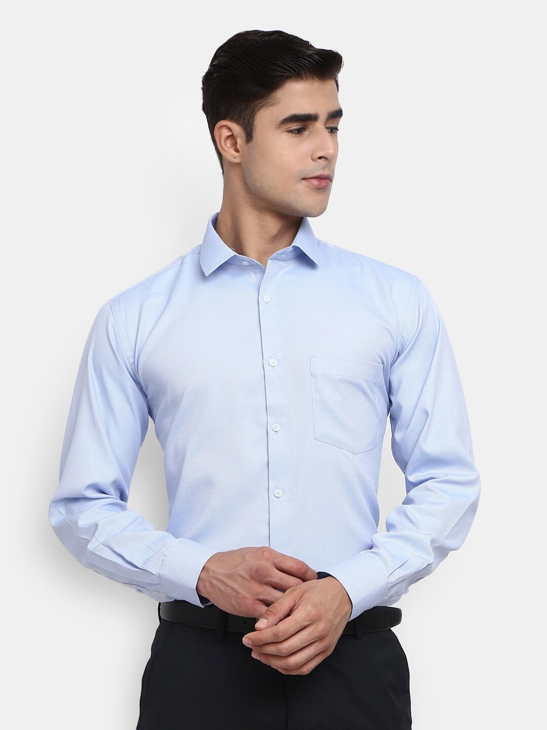 

V-Mart Men Blue Solid Cotton Formal Shirt