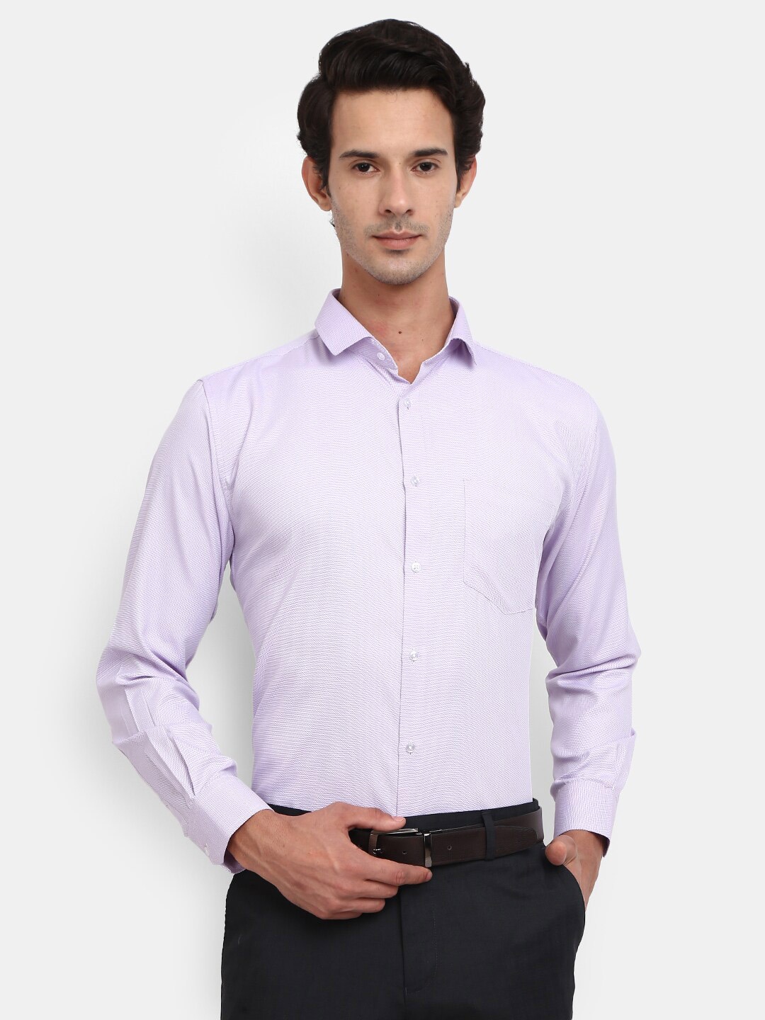 

J White by Vmart Men Light Textured Cotton Formal Shirt, Purple