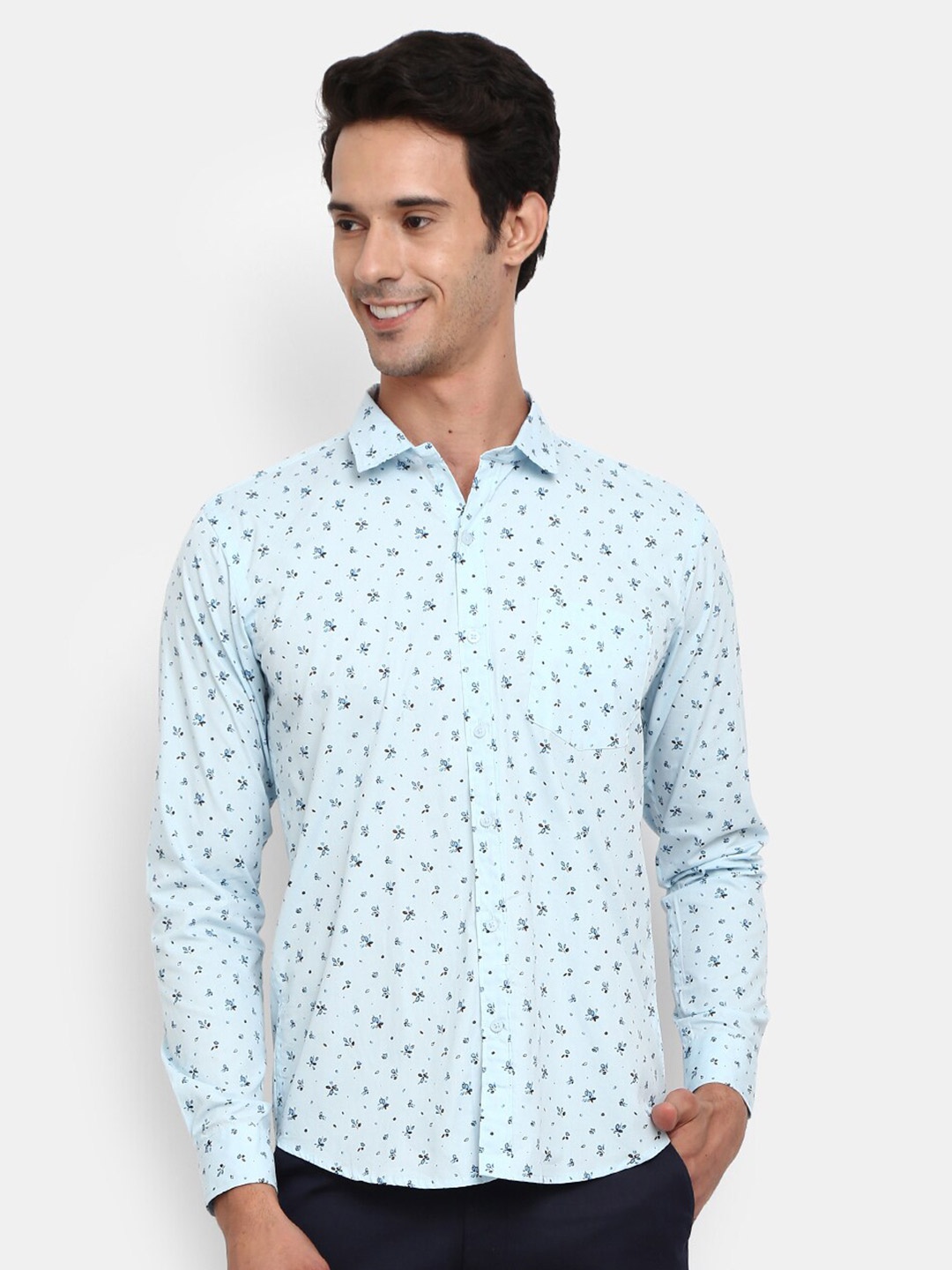

V-Mart Men Slim Fit Printed Cotton Casual Shirt, Blue