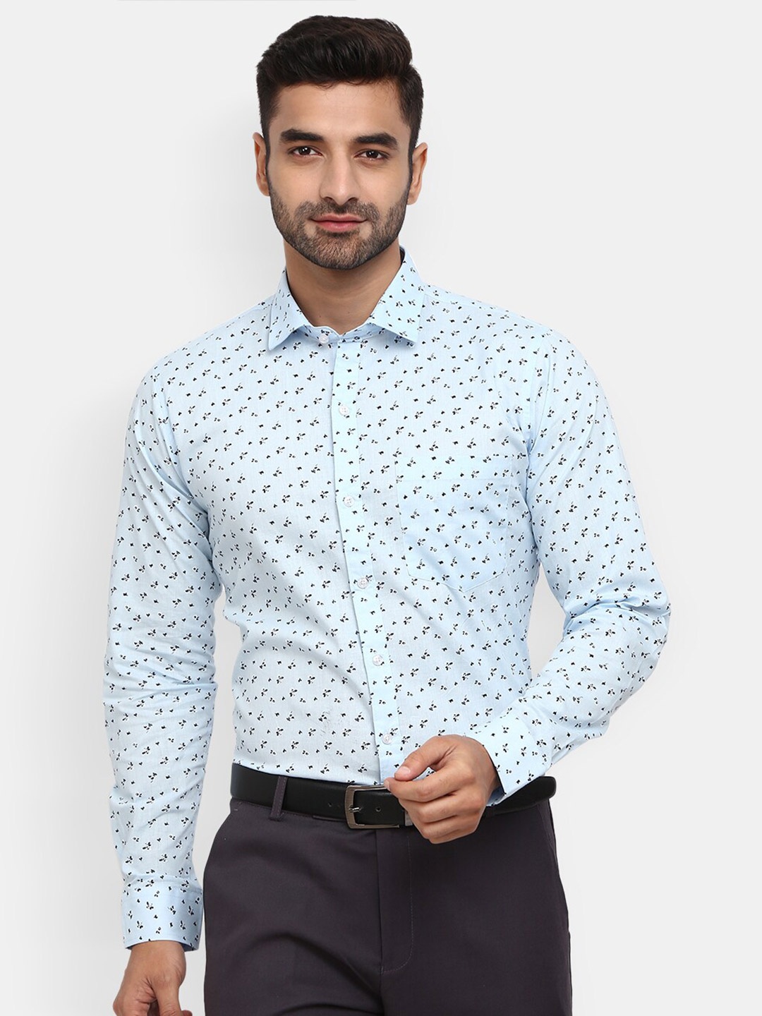 

V-Mart Men Printed Formal Shirt, Blue