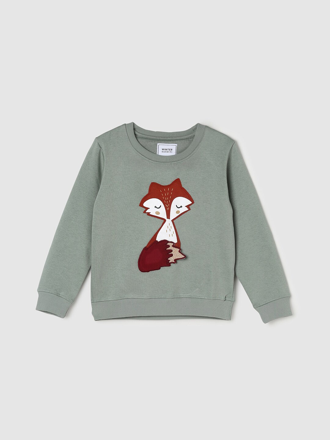 

max Girls Green Cotton Embroidered Sweatshirt