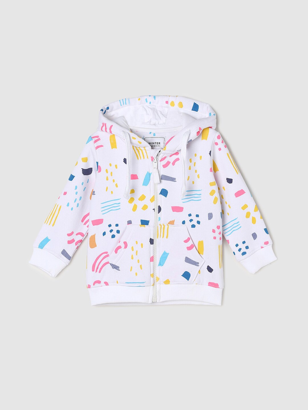 

max Girls White Printed Hooded Sweatshirt