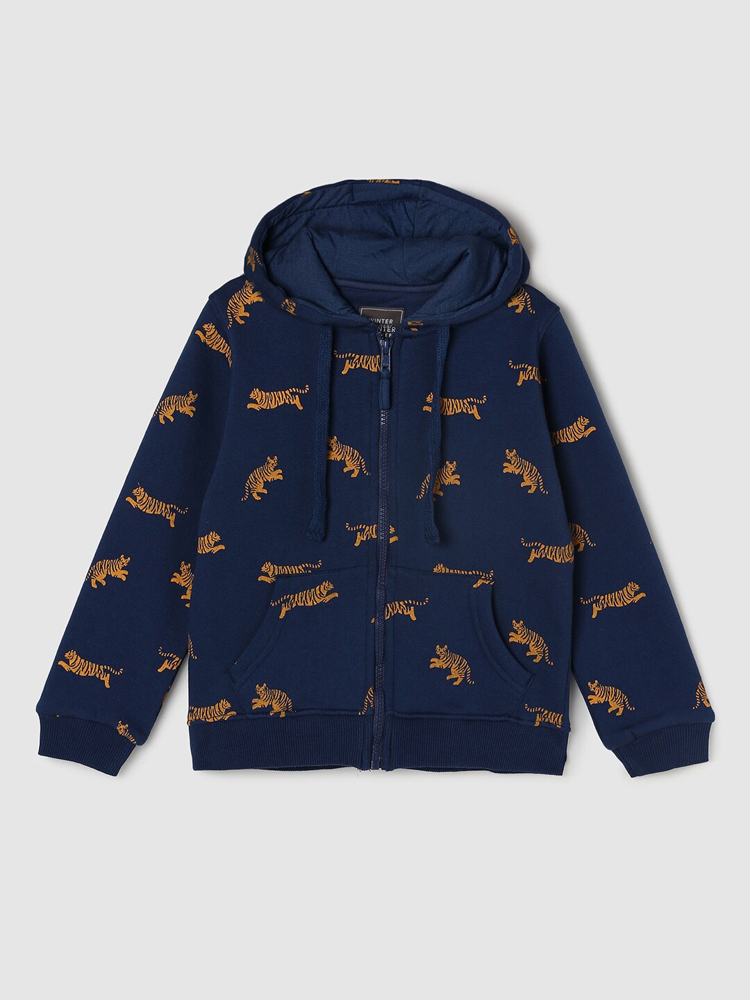 

max Boys Blue Printed Hooded Sweatshirt