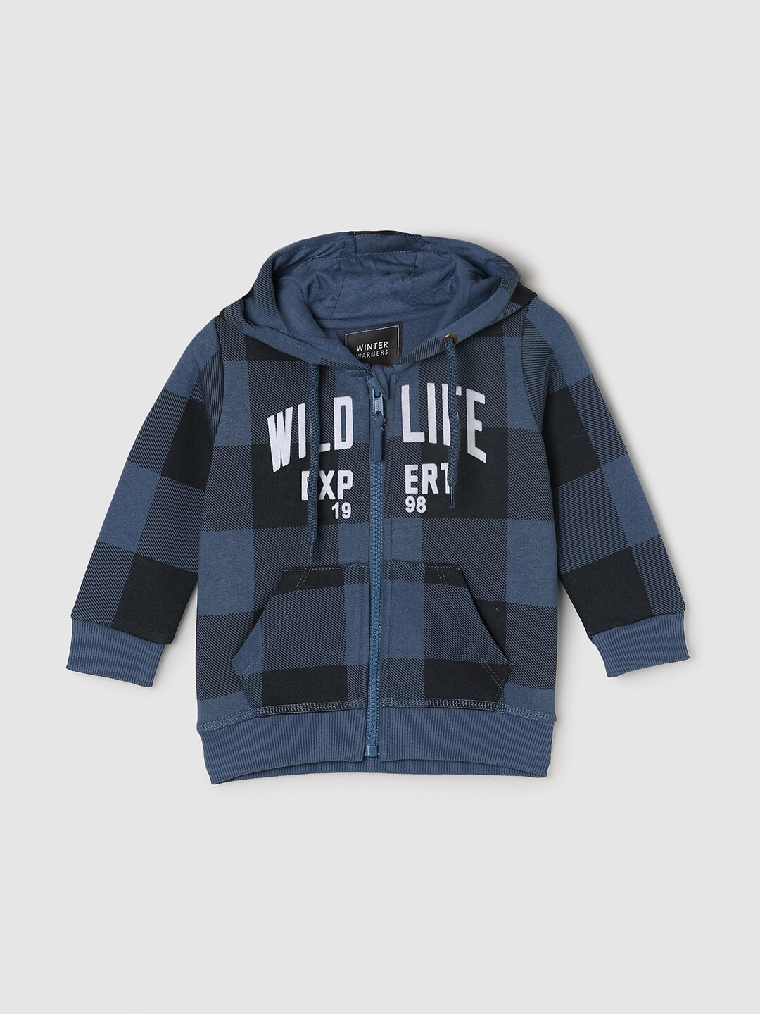 

max Boys Black Checked Hooded Sweatshirt