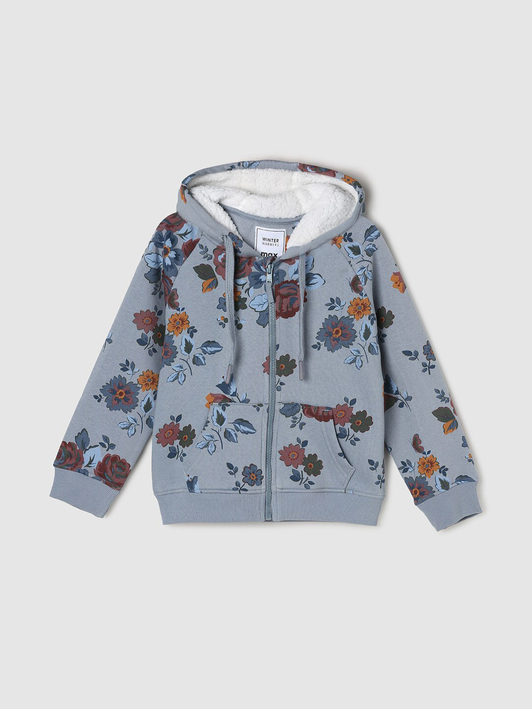 

max Girls Grey Printed Hooded Sweatshirt