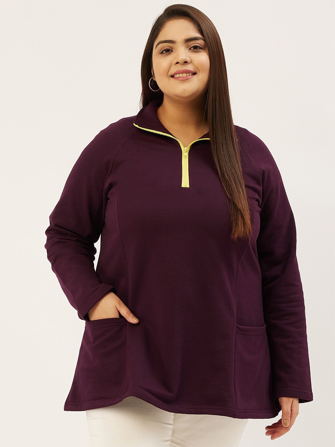 

theRebelinme Plus Size Women Burgundy Sweatshirt