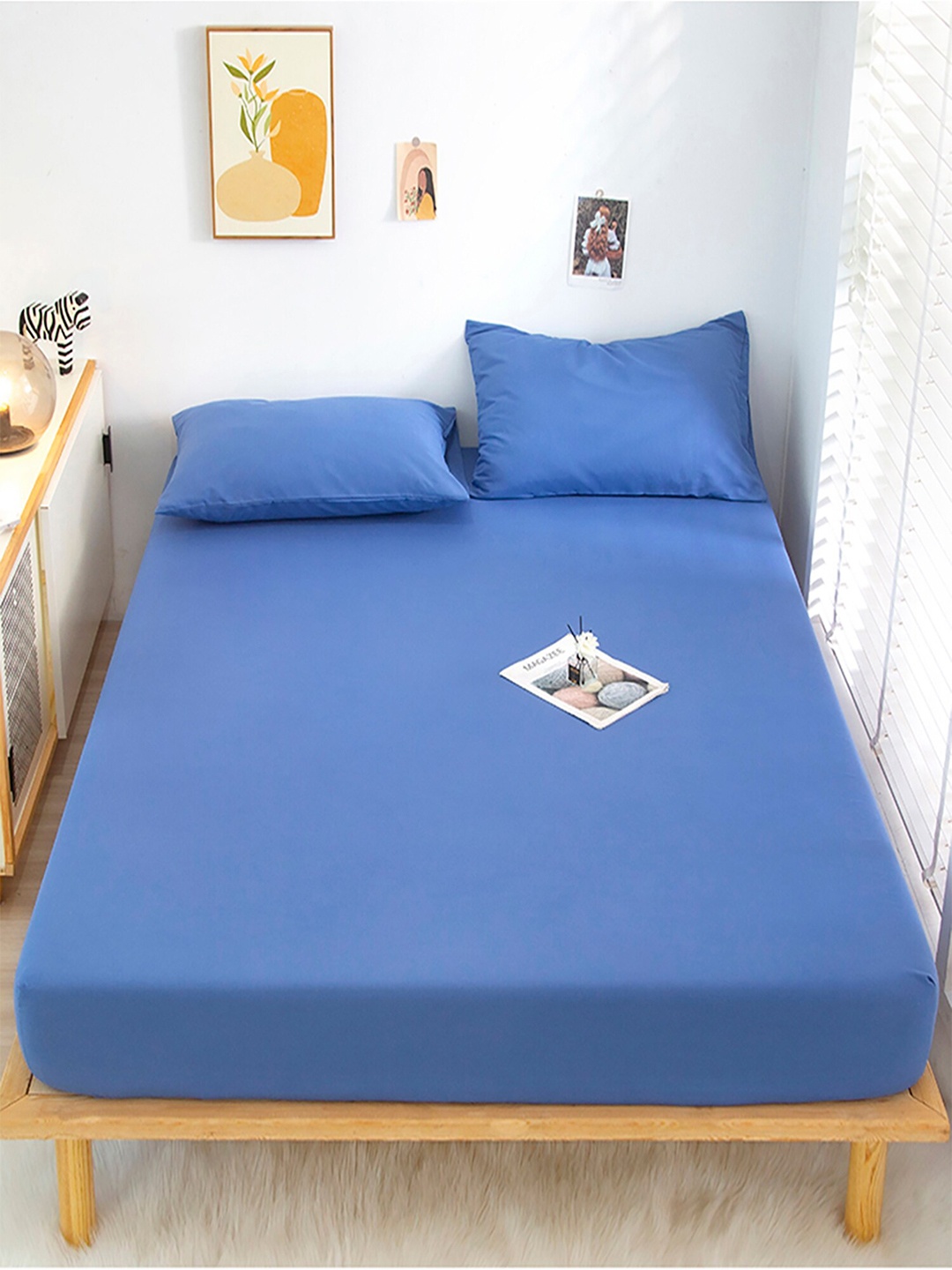 

JC Collection Blue King Bedsheet with 2 Pillow Covers