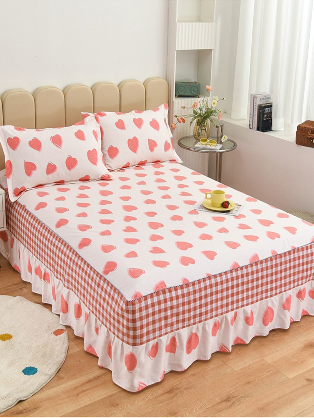 

JC Collection White 200 TC Cotton Fitted King Bedsheet with 2 Pillow Covers