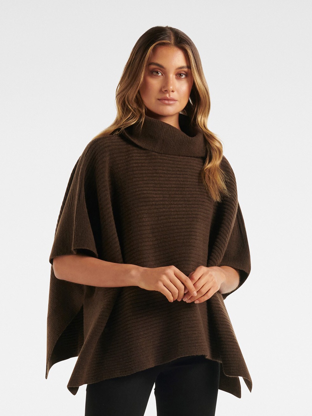 

Forever New Women Brown Solid Poncho