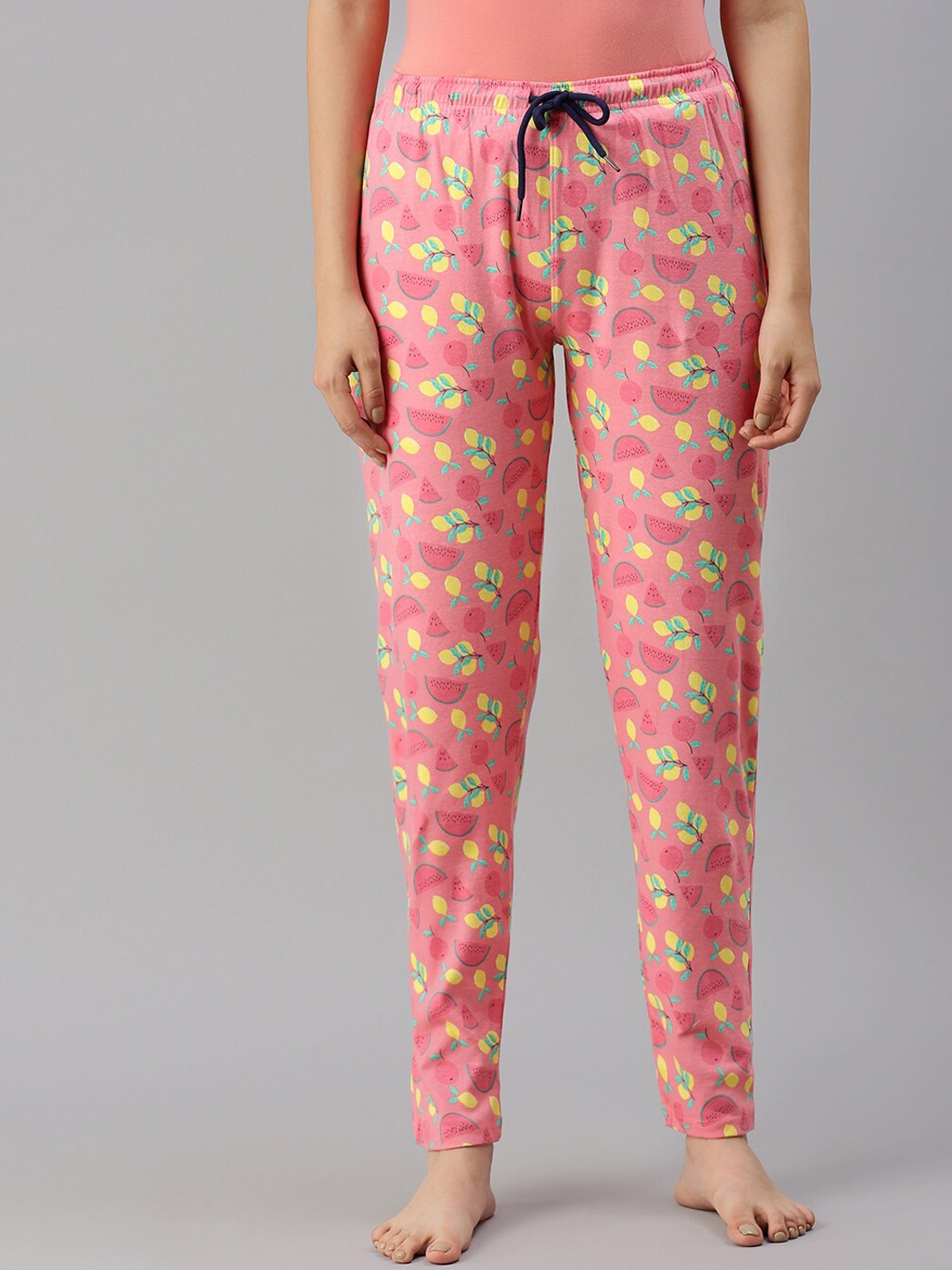 

Kryptic Women Coral Floral Printed Pure Cotton Lounge Pants