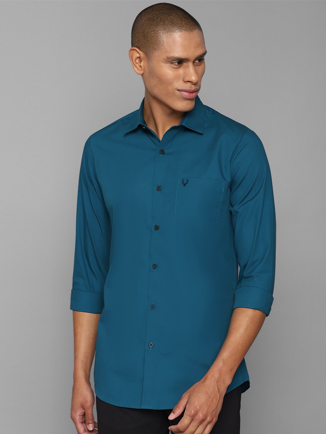 

Allen Solly Men Teal Blue Slim Fit Pure Cotton Casual Shirt