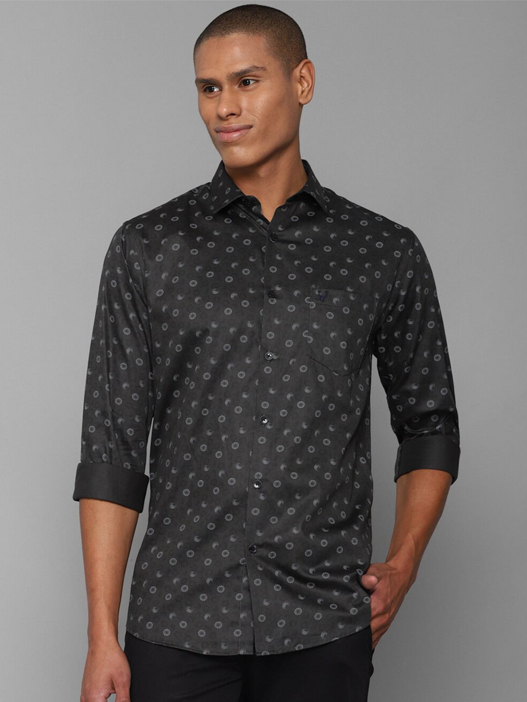 

Allen Solly Slim Fit Printed Pure Cotton Casual Shirt, Grey