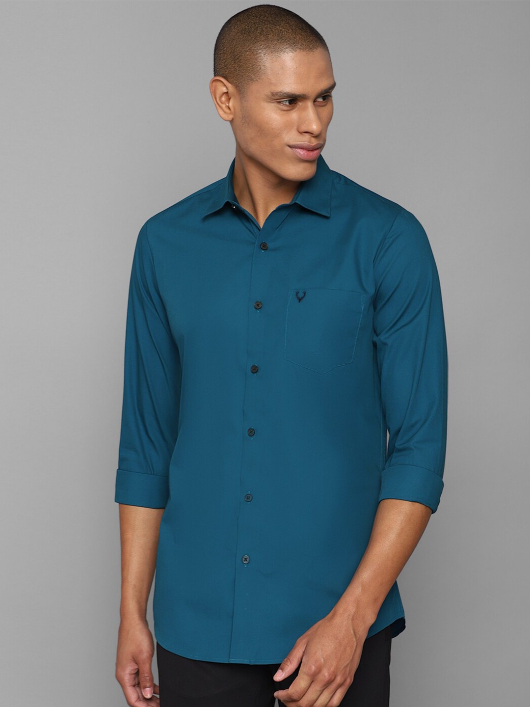 

Allen Solly Men Teal Blue Slim Fit Pure Cotton Casual Shirt