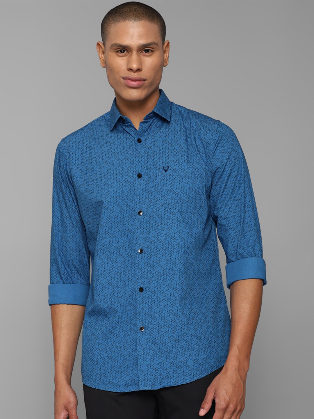 

Allen Solly Comfort Slim Fit Printed Cotton Casual Shirt, Blue