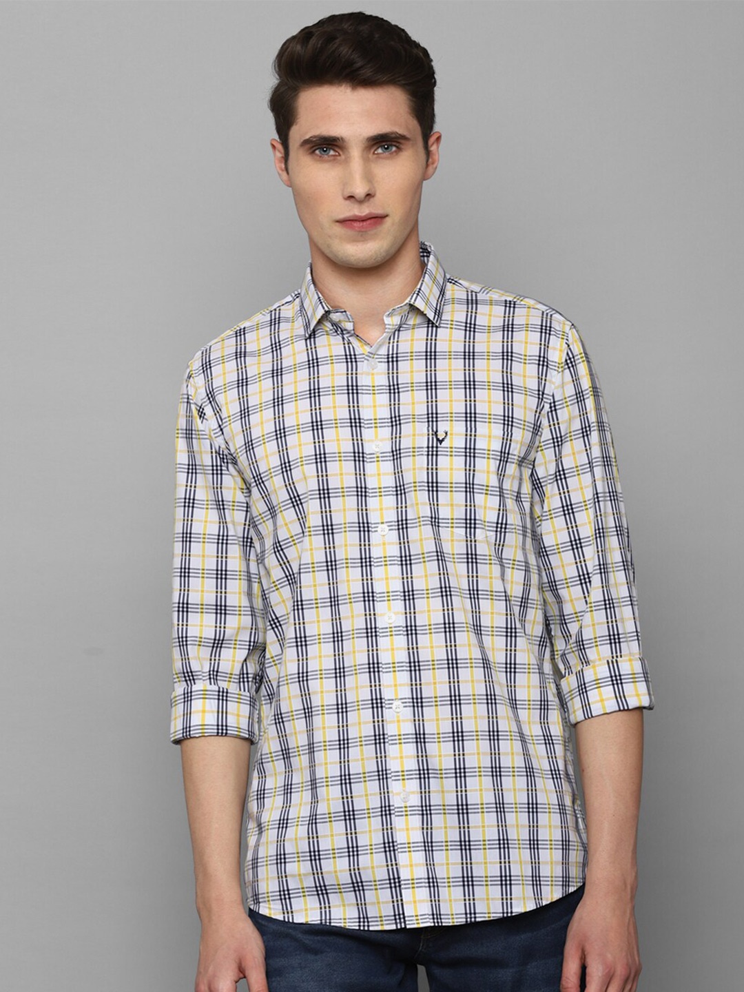 

Allen Solly Men White Comfort Slim Fit Checked Casual Shirt