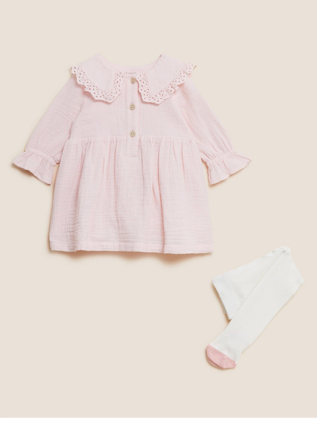 

Marks & Spencer Girls Pink Solid Peter Pan Collar A-Line Dress