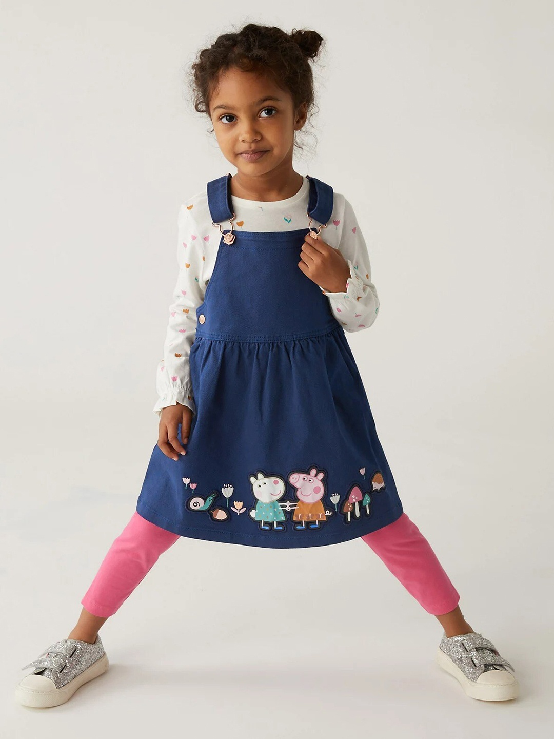 

Marks & Spencer Girls Navy Blue Applique Embellished Pinafore Dress