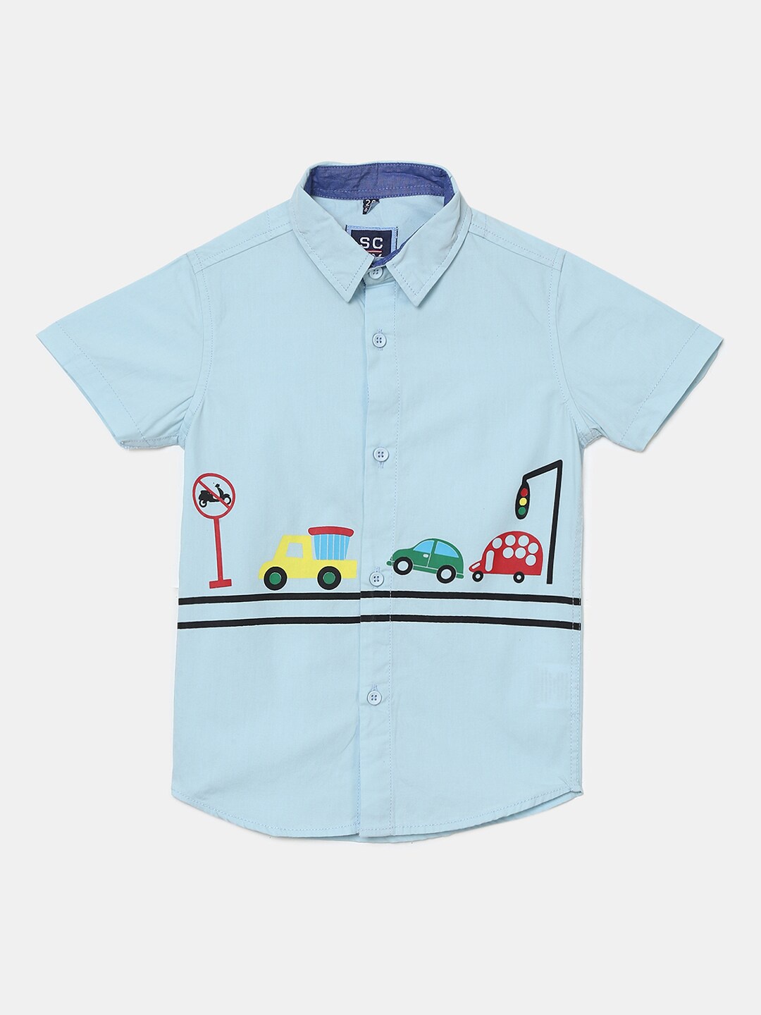 

V-Mart Boys Printed Cotton Casual Shirt, Blue