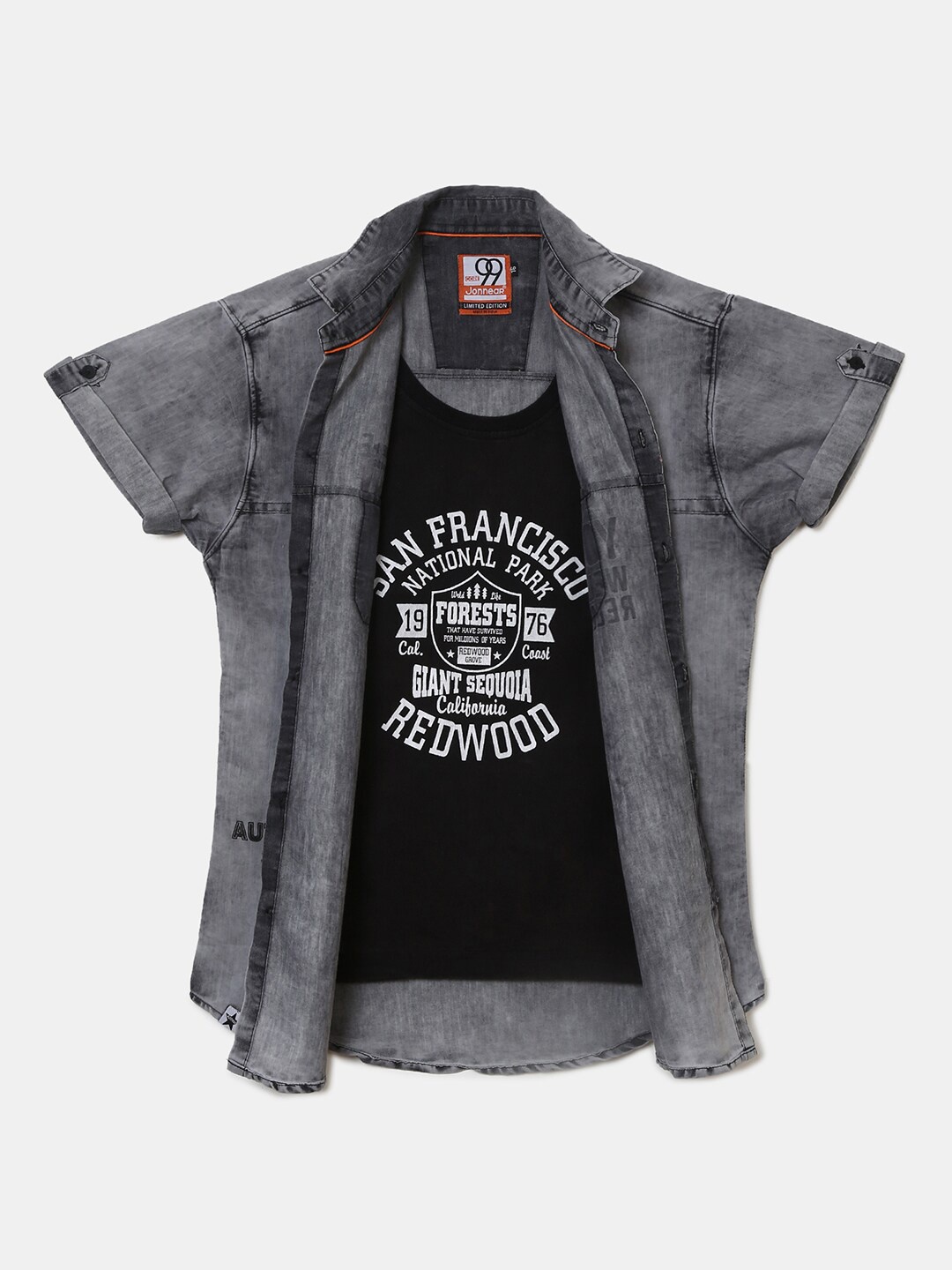 

V-Mart Boys Grey Printed Cotton Casual Shirt