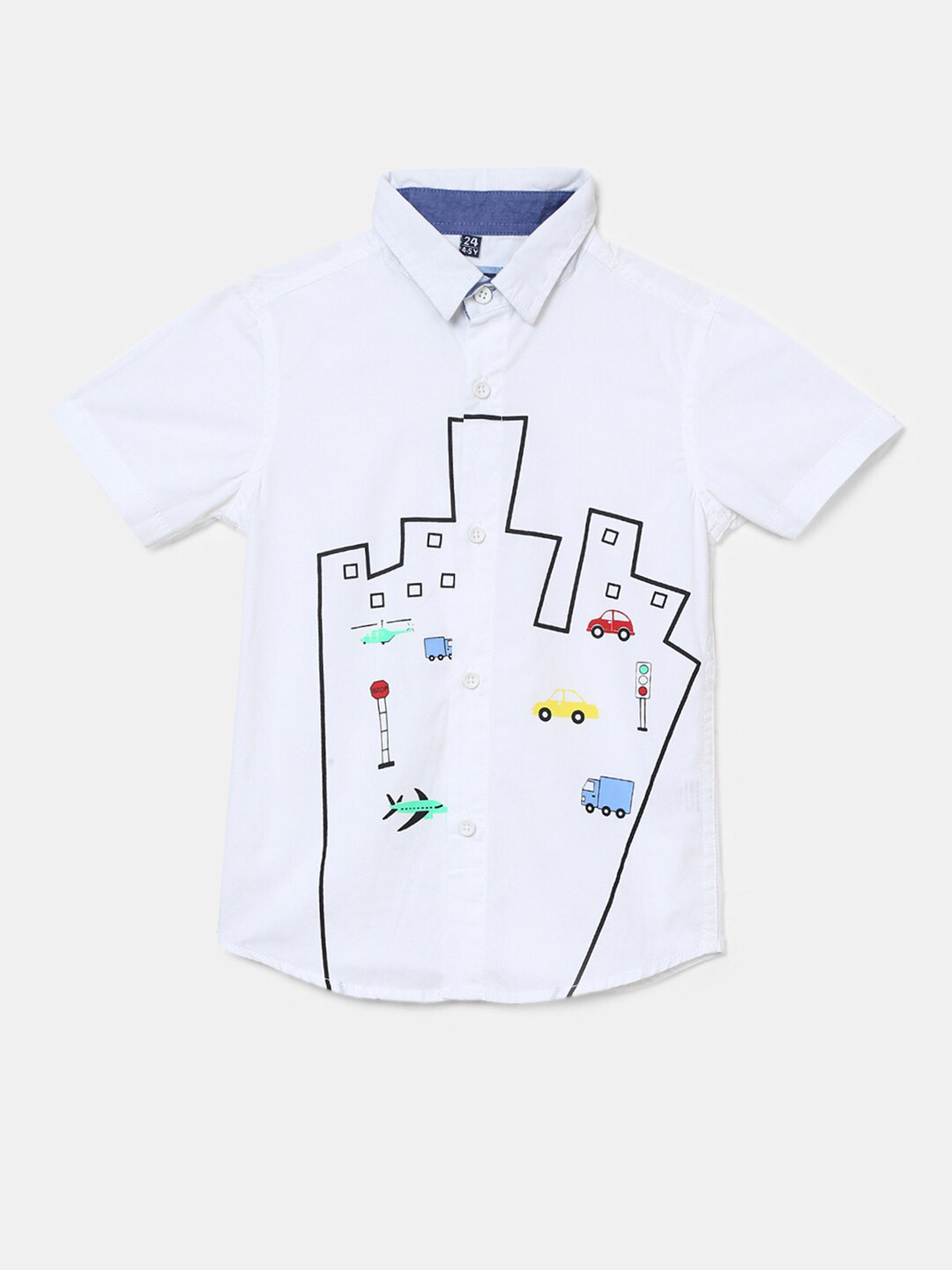 

V-Mart Boys White Printed Casual Shirt
