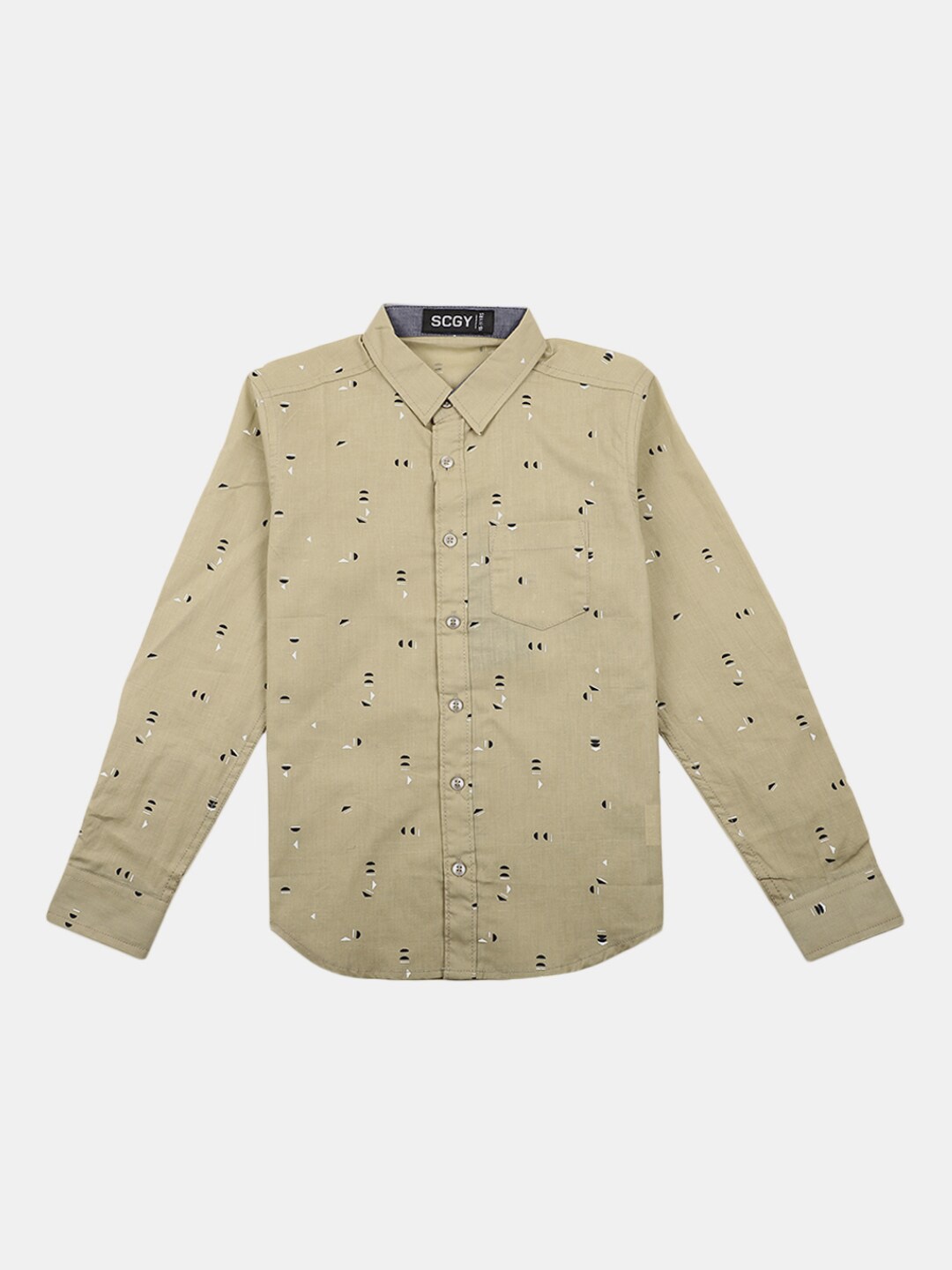 

V-Mart Boys Printed Poplin Casual Shirt, Beige