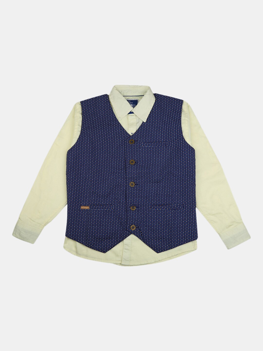 

V-Mart Boys Yellow Casual Shirt With Waistcoat