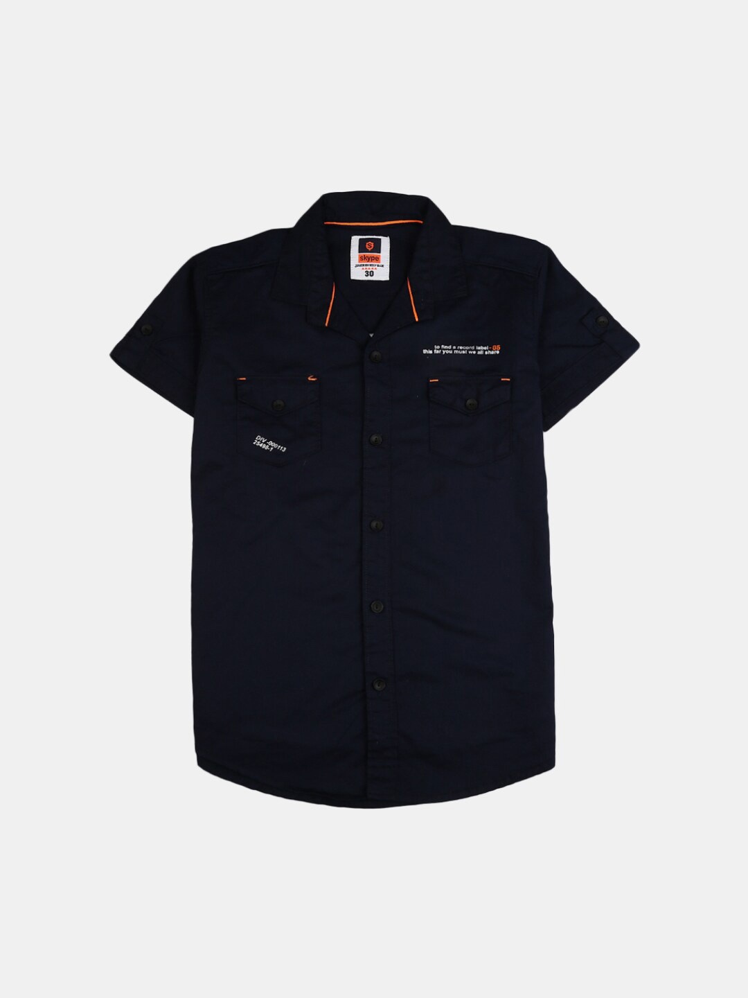 

V-Mart Boys Printed Cotton Casual Shirt, Navy blue